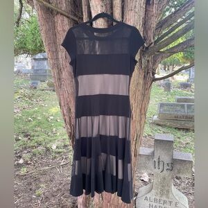 Elegant Black and Gray Striped Dress